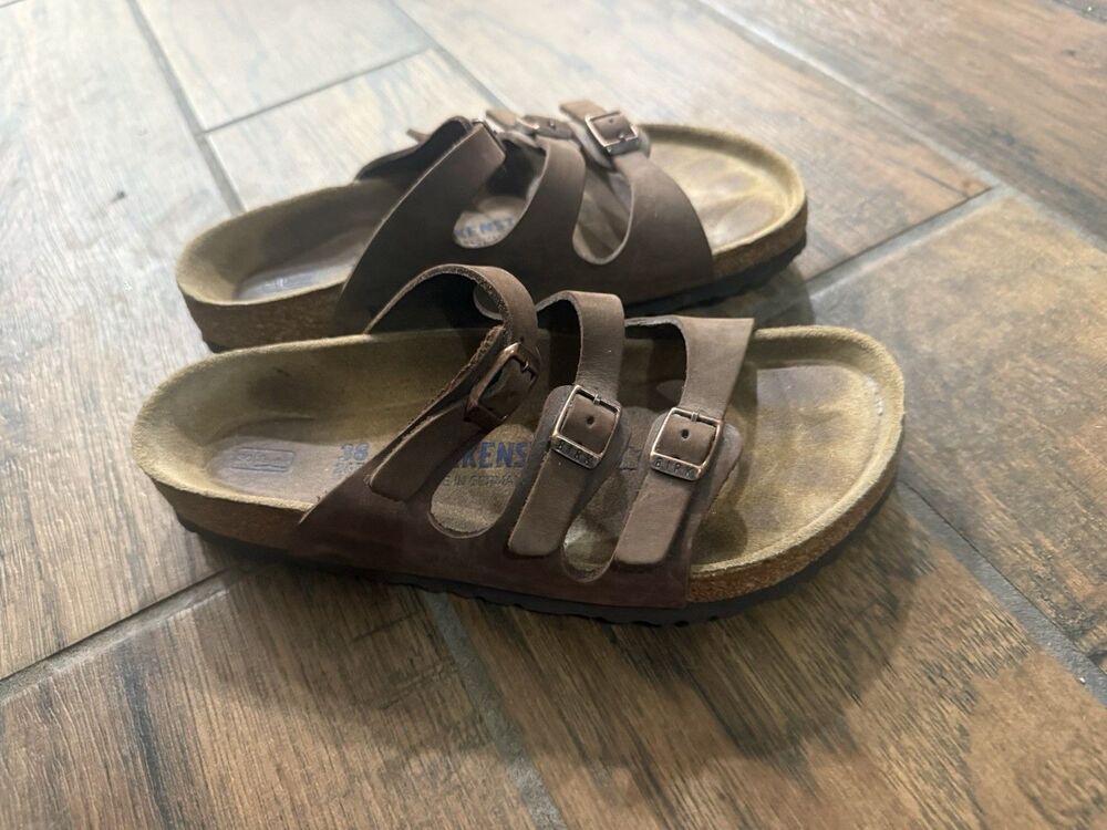 Brown Leather Birkenstocks Size 38 L7 M5